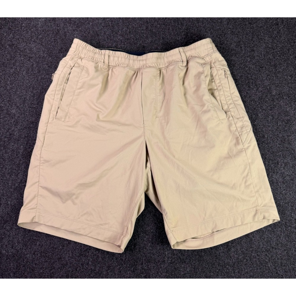 Birddogs Shorts Khaki Navy Lined Mens L Athletic Stretch Running Gym Beige Boom